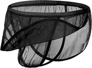 [HASWECHYS] Mens Sexy Thong Low Rise See Through Underwear Mesh G-String Bikini Bulge Enhancing Ball Pouch
