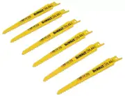 DeWALT 6 pcs 6" 6 TPI Taper Back Bi-Metal Reciprocating Blade for Wood Cutting
