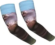 [FHEDVBN] Cute Hippos Arm Sleeves Compression Arm Covers for Men Women Outdoor Sun Sleeves Cooling Sports Sleeve, Black