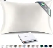 RENESSY Organic Silk Pillowcase - 100% Organic Mulberry Silk, 22 Momme, Naturally Hypoallergenic, Promotes Hair and Skin Health, 1 Piece (Standard Size 50x75 cm, Natural Silk Off-White)
