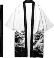 [Bewellan] Men's Japanese Traditional Ethnic Long Kimono Cardigan Women's Kimono Mountain Pattern Kimono Shirt Yukata Jacket