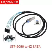 1-3m Mini SAS SFF-8088 26Pin to 4 SATA 7PIN HD Splitter Breakout Cable Connector