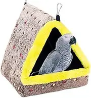Bird Bed Parrot Nest Triangular Plush Winter Autumn Bird Hut Thermal Hanging Bird Nest Sleeping Resting Bird Bed for Medium and Large Parrots