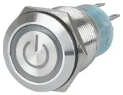 Blue 19mm IP67 Metal Pushbutton Momentary Switch with Iluminated Power Indicator