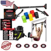 Portable Pull Up Bar with Resistance Bands & Wrist Wraps - 3.45 Kg, Easy Install