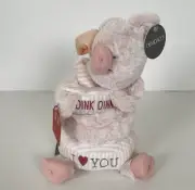 NEW Demdaco Baby Stuffed Animal Stacking Pink I Love You Pig Toy Stackable Plush