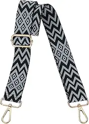 [uxcell] Purse Straps Replacement Crossbody, 1.5 Inch Wide Shoulder Bag Strap Adjustable Canvas Straps for Handbag Wallet Clutch Bags with Light Gold Buckle, Gray Geometrical