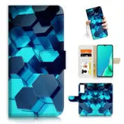 ( For Vivo Y01 ) Wallet Flip Case Cover AJ23621 Blue Cell Abstract