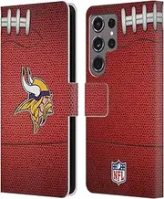 Head Case Designs Officially Licensed NFL Football Minnesota Vikings Graphics Leather Book Wallet Case Cover Compatible with Samsung Galaxy S24 Ultra 5G