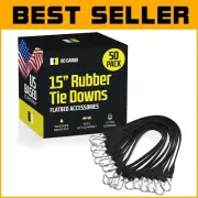 Cold-Weather Tarp Straps - 50 Count 15" Natural Rubber Bungee Cords for Trucks
