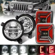 Chrome Halo LED Headlights Tail Lights Combo For Jeep Wrangler JL JLU 2018-2024 (for: Jeep)