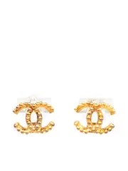 Gold CC Logo Stud Earrings