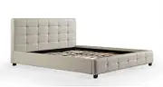 King PU Leather Deluxe Bed Frame and Headboard - 206cm x 192cm White