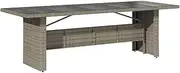 vidaXL Garden Table with Glass Top - Large 240x90x75 cm Grey Poly Rattan Outdoor Patio Table