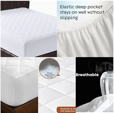 EXTRA DEEP 35 CM QUILTED MATTRESS PROTECTOR FITTED BED SHEET COVER ALL SIZES
