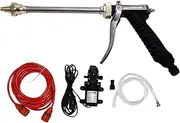 12V 100W Pressure Water Pump and Sprinkler Kit with G1/2 External Thread for Garden Irrigation and Car Washing, Includes 6M Outlet and 1M Inlet Pipes, Connector, and