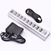 USB 2.0 10 Port Data Transfer Charging HUB + 5V 2A Power Supply Charger Adapter