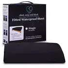 SINGLE Black Waterproof Fitted Sheet as Mattress Protector or Nuru Massage Sheet