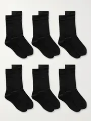 [CDLP] CDLP - + Net Sustain Set Of Six Intarsia Organic Cotton-blend Socks - Black - small small Black