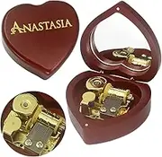 SOFTALK Solid Heart-Shaped Music Box - Retro Music Box For Christmas, Valentine's Day & Birthday Gifts (Wine Red, Tune: Anastasia-Once Upon A December)