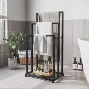 Free Standing Black Metal Towel Racks for Bathroom Towel Stand,3-Tier Floor Towe
