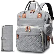 CosyEasy Baby Diaper Bag Backpack - Multi function Waterproof Diaper Bag, Travel Essentials Baby Tote with Changing Pad, Stroller Straps & Pacifier Case - Unisex, Dark Gray