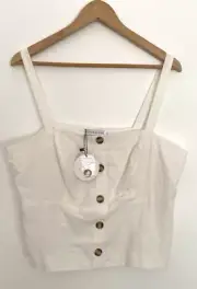 ATMOS&HERE Sz 16 White Cotton Button Front Top