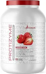 Metabolic Nutrition, Protizyme, 100% Whey Protein Powder, High Protein, Low Carb, Low Fat Whey Protein, Digestive Enzymes, 24 Essential Vitamins and Minerals, Strawberry Creme, 2 Pound (26 ser)