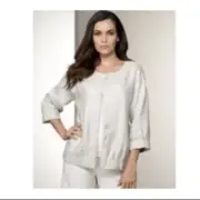 Eileen Fisher Linen Snap Front Evening Oversized Round Neck Jacket Size Medium