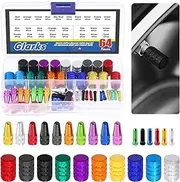 Glarks 64Pcs Bicycle Tire Valve Stem and Cable End Cap Assortment Kit - 3 Styles Aluminium Universal Valve Cover for Bike Tire Dust Protection
