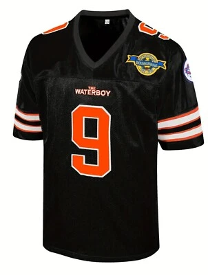 New Bobby Boucher #9 The Waterboy Football Jersey Adam Sandler Black Orange