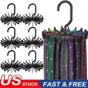 6Pcs 360° Rotatable Tie Rack Hanger Organizer Scarf Belt Hook Storage Holder