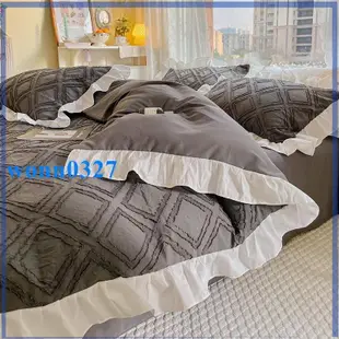 高顏值韓國剪花水洗棉花邊床包組 公主風床單 床罩組 床包四件組 雙人床包 加大床包四件組 床組 寢