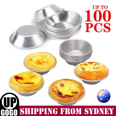 Egg Tart Mould Cake Tins Set Cups Circular Pie Mold Plate Baking Non-Stick AUS