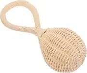 UTHCLO Rattle Rattan Hand Bell Hand Bells Hand Rattle Shaker Hand Rattle Shaker Beige