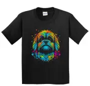 Kids Lhasa Apso Psychedelic Dog Art T-Shirt - Lhasa Apso Owner Gift