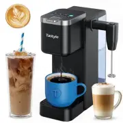 Single Serve Coffee Maker with Detachable Milk Frother, Iced and Hot Coffee M...