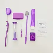 LOUJIN Oral Care Orthodontic Set 5-Color Eight-Piece Soft-bristled Teeth Floss Retractor Orthodontics Purple