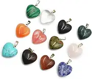[VILLFUL] Unique Diy Crystal Charms Heart Shape Natural Stone Pendants Beads for Jewelry Making Kit Necklace Charms Random Color