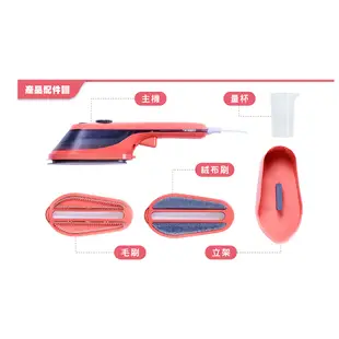 【福利品】日本TWINBIRD-手持式陶瓷蒸氣熨斗-珊瑚粉SA-H201TWP