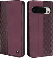 [CXTcase] Case for Google Pixel 9 Pro XL 6.8 inch, Shockproof PU Leather Flip Folio Cover with Card Slots, Magnetic Wallet Case for Google Pixel 9 Pro XL, Wine Red