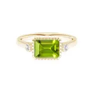 925 Sterling Silver Octagon 2.10 Ctw Peridot Horizontal Set Yellow Plated Ring