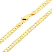 Solid 10K Yellow Gold 4mm Cuban Curb Chain Link Mens Necklace Italian Made 30"