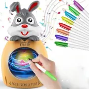 Easter Egg Decorating Spinner Kit for Kids Easter Basket Stuffers Easter Party Art and Craft Bunny Easter 8 Pens 3 PCS Plastic Eggs