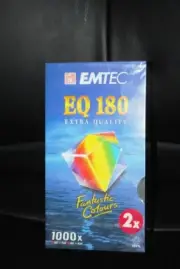 VHS EMTEC Video Cassette, 3 hours, analog video (Two new packaged cassettes)