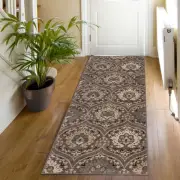 SUPERIOR Indoor Area Runner, Jute Backed, Modern Oriental Floral Damask Floor De