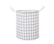 Laundry Basket Large Capacity Waterproof Reinforced Handle Multipurpose Space-saving Cotton Linen Folding Type Clothes Toys Laundry Bucket for Home-White