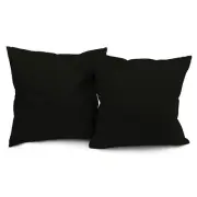 Microsuede Throw Pillows - Down Feather Filled - Modern Design, Black - Set of 2