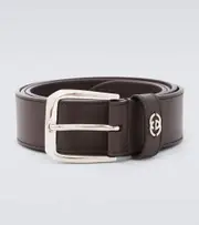 [Gucci] Gucci Interlocking G leather belt Inch 32 brown