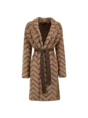 Brown Wool Long Knit Cardigan